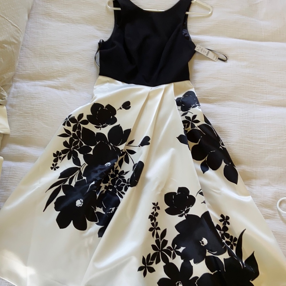 Black and white satin dress